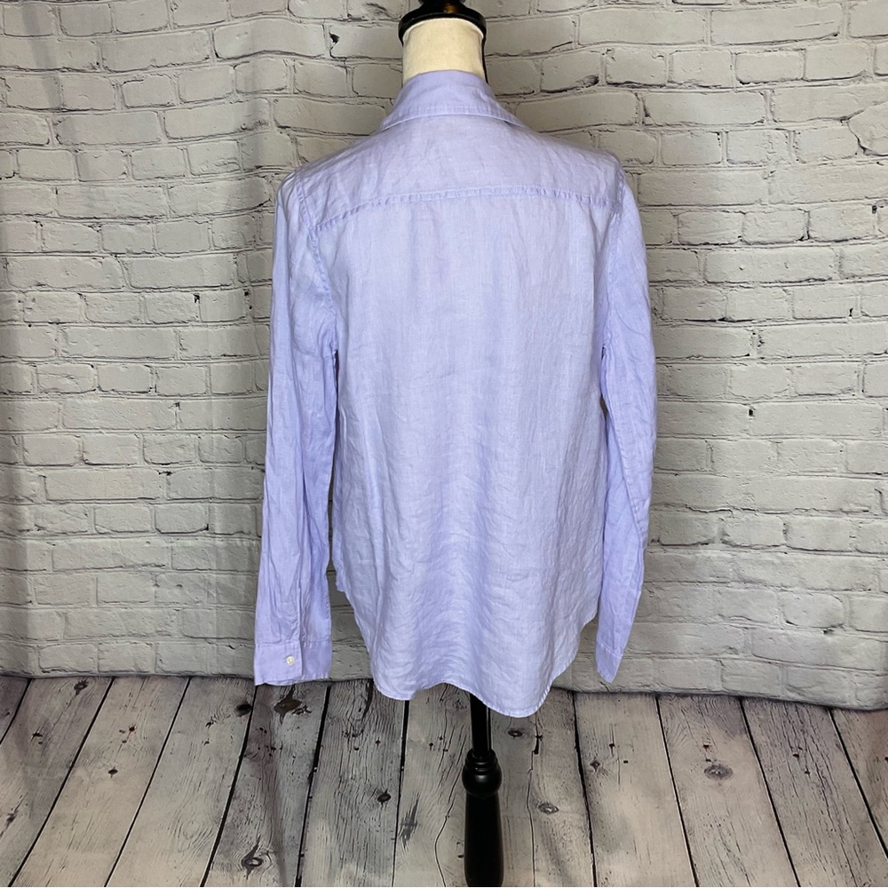 Lilly Pulitzer Pearly Purple Sea View Linen Long Sleeve Button Down Shirt Medium - Picture 8 of 16